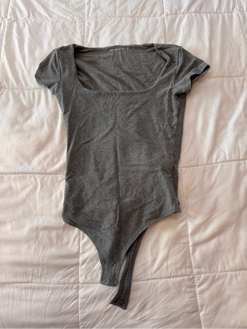 Abercrombie & Fitch Charcoal Square Neck Short-Sleeve Bodysuit